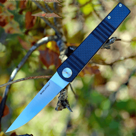 Real Steel Knives Ippon Flipper Knife 3.70" N690 Satin Blade, Carbon Fiber Handle, Liner Lock 7242 49.00 Real Steel Knives www.realsteelknives.com