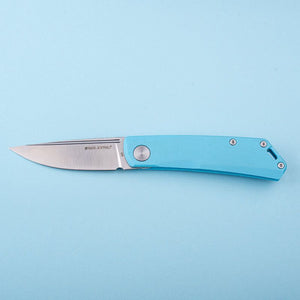 Real Steel Knives Luna Lite Slipjoint Folding Knife 2.76" Satin D2 Drop Point Blade, Blue G10 Handle 7043 39.00 Real Steel Knives www.realsteelknives.com