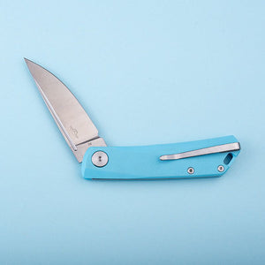 Real Steel Knives Luna Lite Slipjoint Folding Knife 2.76" Satin D2 Drop Point Blade, Blue G10 Handle 7043 39.00 Real Steel Knives www.realsteelknives.com