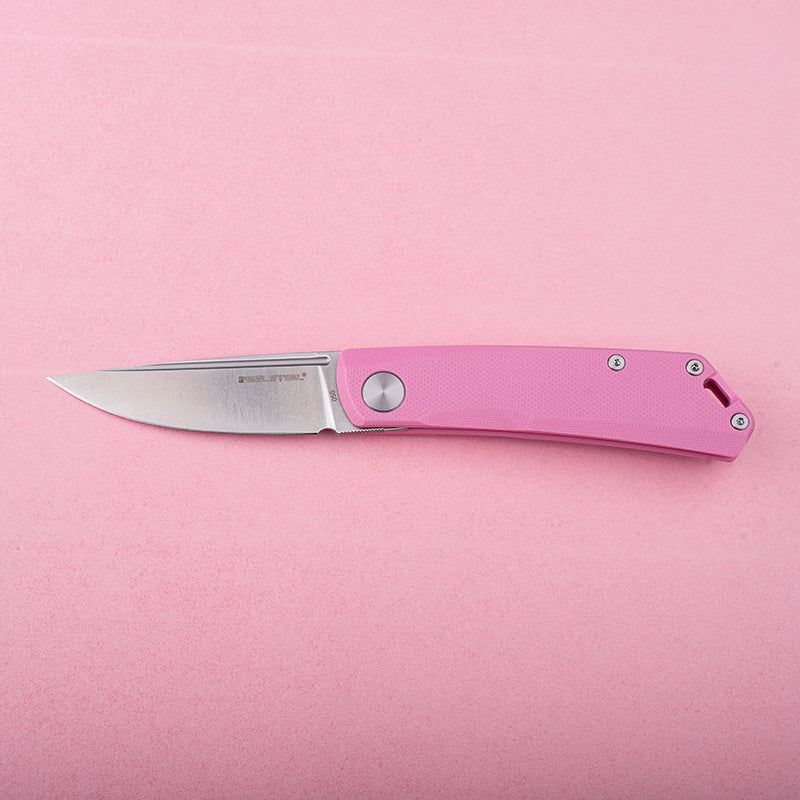 Real Steel Knives Luna Lite Slipjoint Folding Knife 2.76" Satin D2 Drop Point Blade, Pink G10 Handle 7040 39.00 Real Steel Knives www.realsteelknives.com