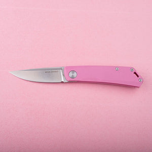 Real Steel Knives Luna Lite Slipjoint Folding Knife 2.76" Satin D2 Drop Point Blade, Pink G10 Handle 7040 39.00 Real Steel Knives www.realsteelknives.com