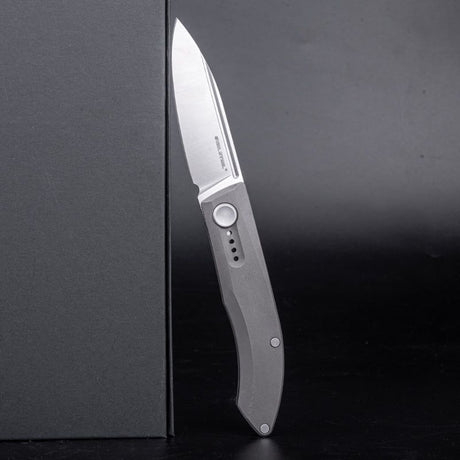 Real Steel Knives Stella Premium Slipjoint Folding Knife 2.95" CPM-S35VN Satin Spear Point, Dark Gray Stonewashed Titanium Handle 9052 139.00 Real Steel Knives www.realsteelknives.com