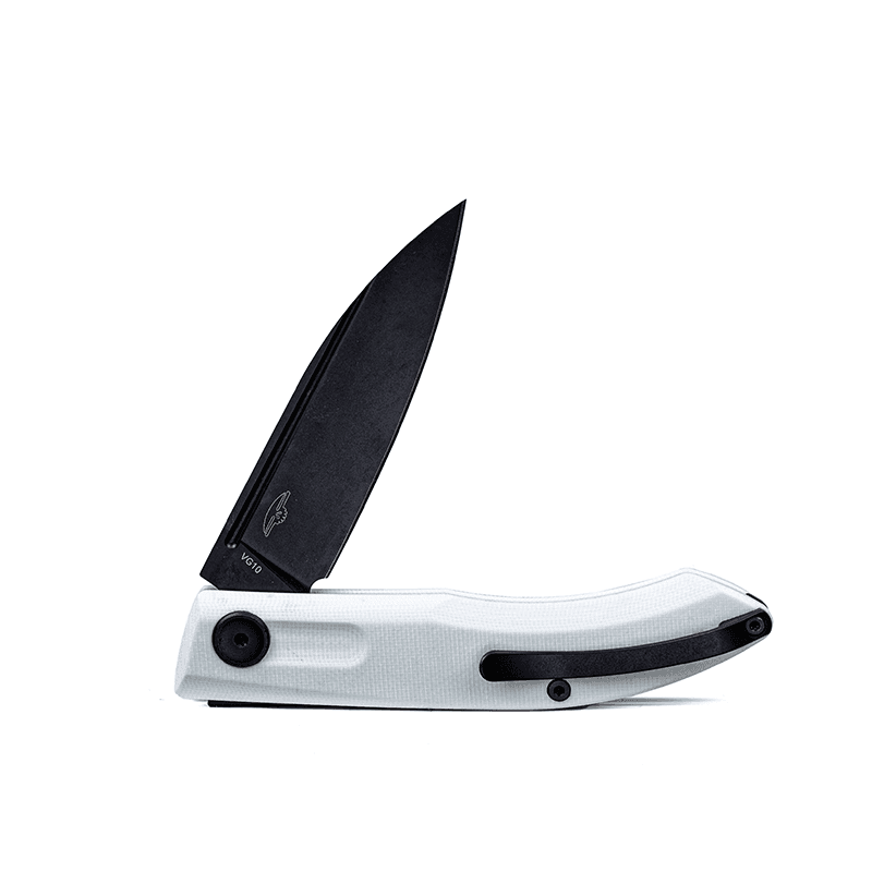 Real Steel Knives Stella Slipjoint Folding Knife 2.95" VG10 Black Spear Point, White G10 Handle 7051BW 69.00 Real Steel Knives www.realsteelknives.com