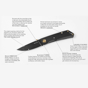 Real Steel Luna Boost Blackout Frame lock Folding Knife-2.76" Black Bohler N690 Blade, Black Titanium Handle 7072 109.00 Real Steel Knives www.realsteelknives.com