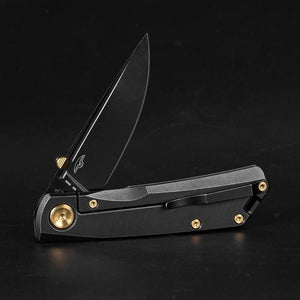 Real Steel Luna Boost Blackout Frame lock Folding Knife-2.76" Black Bohler N690 Blade, Black Titanium Handle 7072 109.00 Real Steel Knives www.realsteelknives.com