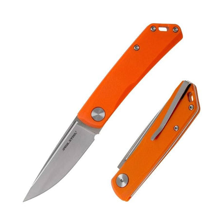 Real Steel Luna Lite EDC Urban Silp Joint Folding Knife-2.76" D2 Blade and Orange G10 Handle 7036 34.00 Real Steel Knives www.realsteelknives.com