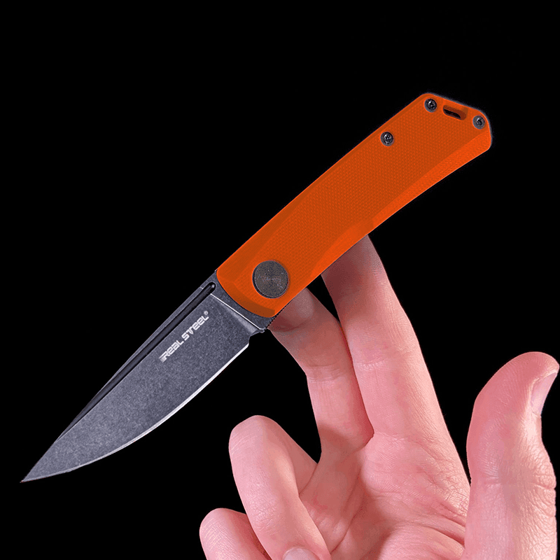 Real Steel Luna Lite EDC Urban Silp Joint Folding Knife-2.76" D2 Blade and Orange G10 Handle 7036 34.00 Real Steel Knives www.realsteelknives.com