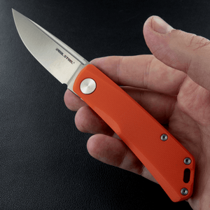 Real Steel Luna Lite EDC Urban Silp Joint Folding Knife-2.76" D2 Blade and Orange G10 Handle 7036 34.00 Real Steel Knives www.realsteelknives.com