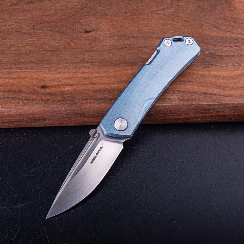 Real Steel LUNA Maius Backlock Folding Knife -3.03" Satin Bohler N690 Blade, Titanium Handle 7096 99.00 Real Steel Knives www.realsteelknives.com