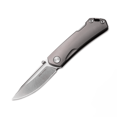 Real Steel LUNA Maius Backlock Folding Knife -3.03" Satin Bohler N690 Blade, Titanium Handle 7091 119.00 Real Steel Knives www.realsteelknives.com