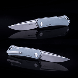 Real Steel LUNA Maius ECO EDC Backlock Folding Knife -3.03" Satin 10Cr15CoMov Blade, Gray G10 Handle 7091EG 52.50 Real Steel Knives www.realsteelknives.com