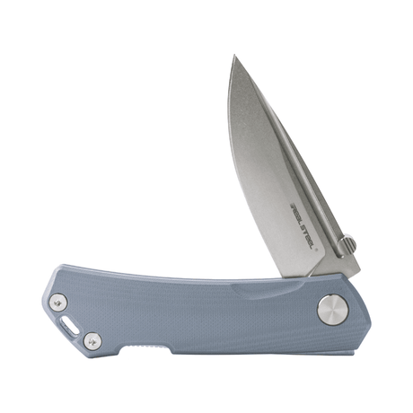 Real Steel LUNA Maius ECO EDC Backlock Folding Knife -3.03" Satin 10Cr15CoMov Blade, Gray G10 Handle 7091EG 52.50 Real Steel Knives www.realsteelknives.com