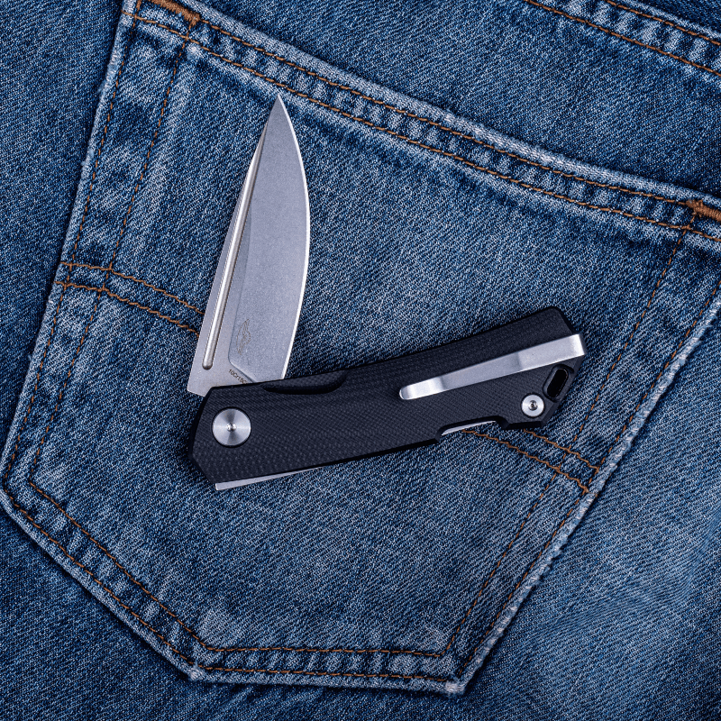 Real Steel LUNA Maius ECO EDC Backlock Pocket Folding Knife -3.03" Satin 10Cr15CoMov Blade, Black G10 Handle 7091EB 52.50 Real Steel Knives www.realsteelknives.com