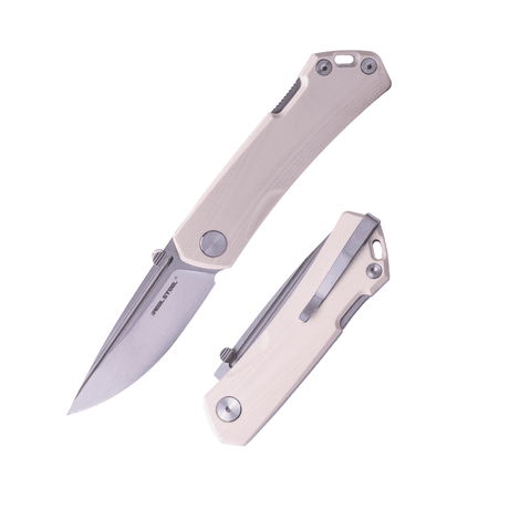 Real Steel LUNA Maius ECO EDC Backlock Pocket Folding Knife -3.03" Satin 10Cr15CoMov Blade, Ivory G10 Handle 7091EI 52.50 Real Steel Knives www.realsteelknives.com