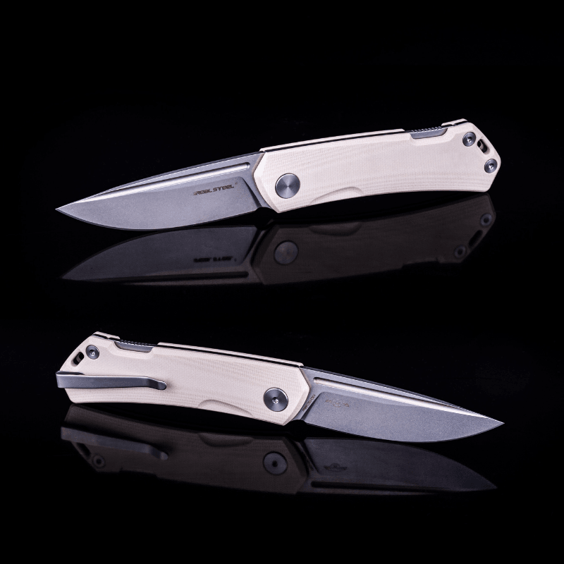 Real Steel LUNA Maius ECO EDC Backlock Pocket Folding Knife -3.03" Satin 10Cr15CoMov Blade, Ivory G10 Handle 7091EI 52.50 Real Steel Knives www.realsteelknives.com