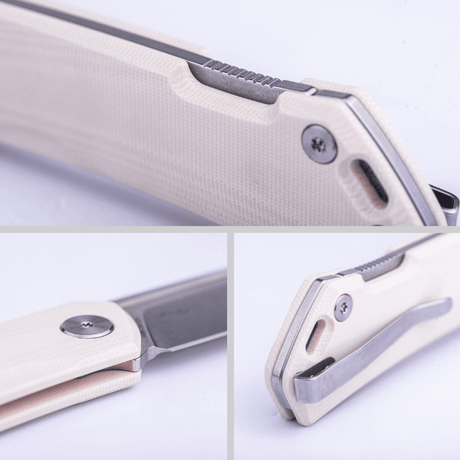 Real Steel LUNA Maius ECO EDC Backlock Pocket Folding Knife -3.03" Satin 10Cr15CoMov Blade, Ivory G10 Handle 7091EI 52.50 Real Steel Knives www.realsteelknives.com