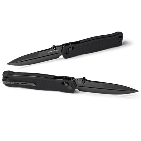 Real Steel Muninn Crossbar Lock Tactical Folding Knife-3.62" VG-10 Black Blade, Black G10 Handle 7752B 89.00 Real Steel Knives www.realsteelknives.com