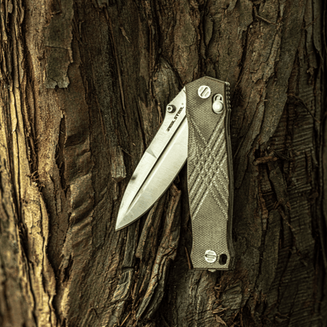 Real Steel Muninn EDC Wild and Tactical Slide Lock Folding Knife-3.62" VG-10 Blade, Micarta Handle 7751GM 89.00 Real Steel Knives www.realsteelknives.com