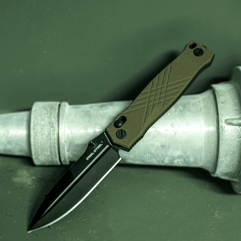 Real Steel Muninn Slide Lock Tactical Folding Knife-3.62" VG-10 Blade, OD Green G10 Handle 7752GB 89.00 Real Steel Knives www.realsteelknives.com