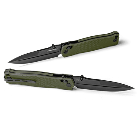 Real Steel Muninn Slide Lock Tactical Folding Knife-3.62" VG-10 Blade, OD Green G10 Handle 7752GB 89.00 Real Steel Knives www.realsteelknives.com