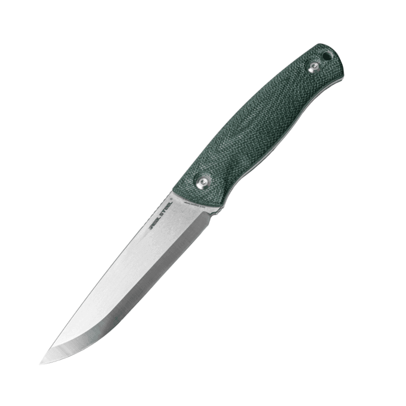 Real Steel Pathfinder Bushcraft Fixed Knife,Alleima 14C28N Blade, Green Micarta Handle 3851G 79.00 Real Steel Knives www.realsteelknives.com