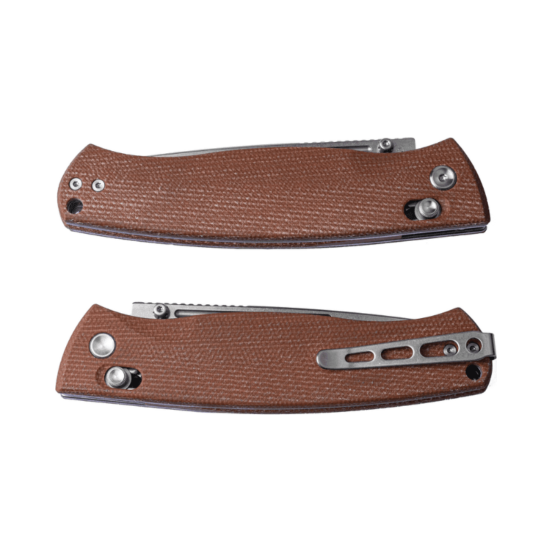 Real Steel Pathfinder Bushcraft Folder Crossbar Lock Folding Knife -3.54" Alleima 14C28N Drop Point Blade and Brown Micarta Handle 7851B 79.00 Real Steel Knives www.realsteelknives.com