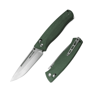 Real Steel Pathfinder Bushcraft Folder Crossbar Lock Folding Knife -3.54" Two-Tone Alleima 14C28N Drop Point Blade and Green Micarta Handle 7851G 79.00 Real Steel Knives www.realsteelknives.com