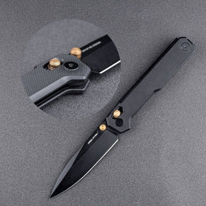 Real Steel Perix Crossbar Lock Folding Knife 3.5''Nitro-V Black PVD Coated Drop Point Blade, Black G10 Handle 7121BB 68.00 Real Steel Knives www.realsteelknives.com