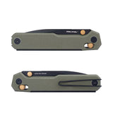 Real Steel Perix Crossbar Lock Folding Knife 3.5''Nitro-V Black PVD Coated Drop Point Blade, Olive Green Handle 7121BG 68.00 Real Steel Knives www.realsteelknives.com