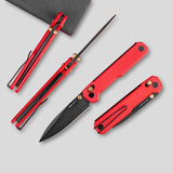 Real Steel Perix Crossbar Lock Folding Knife 3.5''Nitro-V Black PVD Coated Drop Point Blade, Red G10 Handle 7121BR 68.00 Real Steel Knives www.realsteelknives.com