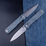 Real Steel Perix Crossbar Lock Folding Knife 3.5''Nitro-V Stonewashed Drop Point Blade, Denim Micarta Handle 7121DM 68.00 Real Steel Knives www.realsteelknives.com