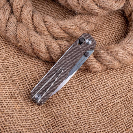 Real Steel Perix Crossbar Lock Folding Knife 3.5''Nitro-V Stonewashed Drop Point Blade, Natural Micarta Handle 7121NM 68.00 Real Steel Knives www.realsteelknives.com