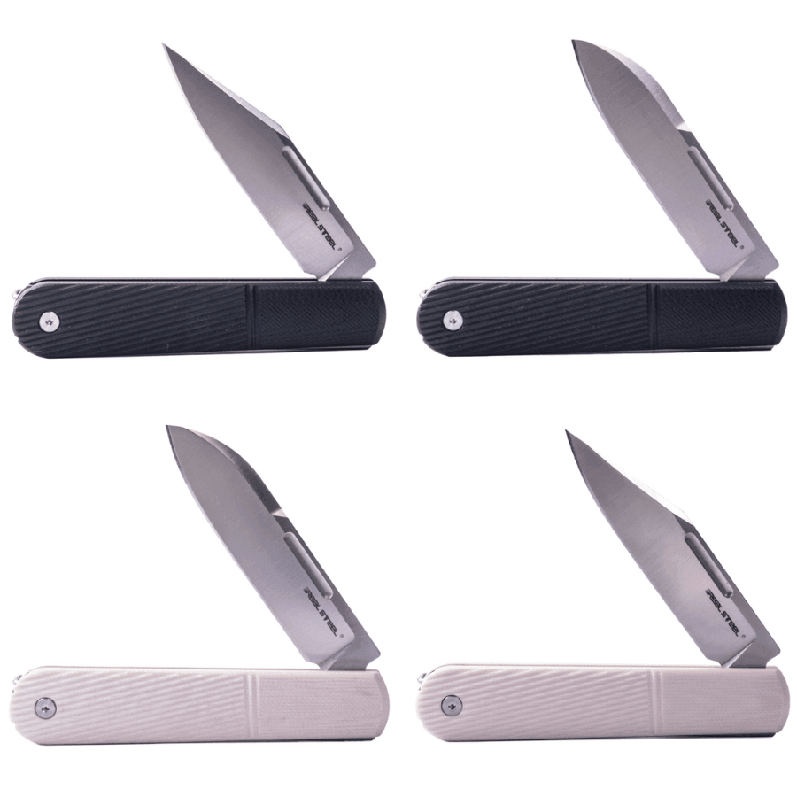 Real Steel Real Barlow RB-5 slip joint pocket knife - Clip point/Drop point (2.76" N690 blade) Interchangeable Handle Scales 8021B 48.00 Real Steel Knives www.realsteelknives.com