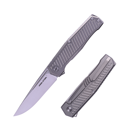 Real Steel Rokot Premium Frame Lock Flipper Knife (3.7" S35VN Satin Drop Point Blade) Titanium TC-4 Handle 7645P 143.00 Real Steel Knives www.realsteelknives.com