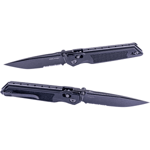 Real Steel Sacra Tactical Crossbar Lock Folding Knife- 3.31" Blackwash Serrated Böhler K110 Blade, Black G10 Handle 7713B 89.00 Real Steel Knives www.realsteelknives.com