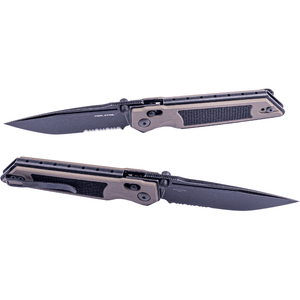 Real Steel Sacra Tactical Crossbar Lock Folding Knife- 3.31" Blackwash Serrated Böhler K110 Blade, Coyote G10 Handle 7713CB 62.00 Real Steel Knives www.realsteelknives.com
