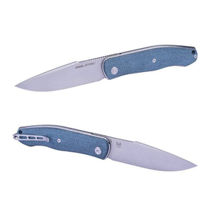 Real Steel Serenity Front Flipper / Liner Lock Folding Knife 3.43" N690 Bead Blasted Blade, Denim Micarta Handle 7682DM 77.00 Real Steel Knives www.realsteelknives.com