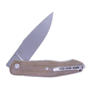 Real Steel Serenity Front Flipper / Liner Lock Folding Knife 3.43" N690 Bead Blasted Blade, Green Micarta Handle 7682GM 112.00 Real Steel Knives www.realsteelknives.com