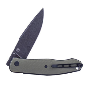 Real Steel Serenity Front Flipper / Liner Lock Folding Knife 3.43" N690 Black Stonewashed Drop Point Blade, OD Green G10 Handle 7682G 77.00 Real Steel Knives www.realsteelknives.com