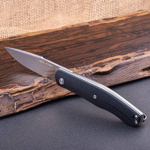 Real Steel Serenity Front Flipper / Liner Lock Folding Knife 3.43" N690 Satin Blade, Black G10 Handle 7682B 77.00 Real Steel Knives www.realsteelknives.com