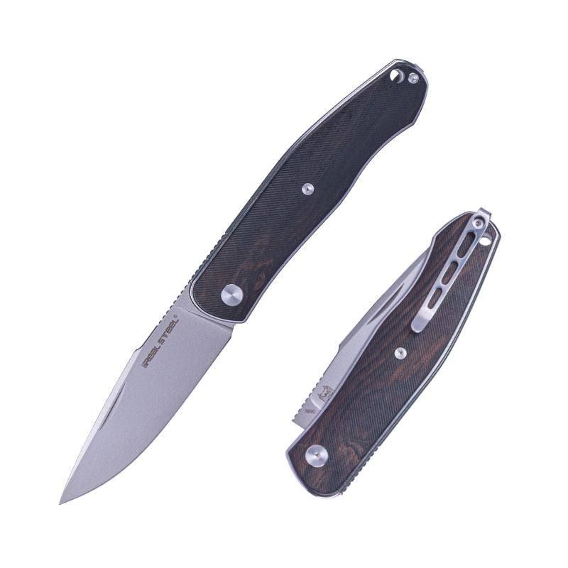 Real Steel Serenity Slipjoint Folding Knife (3.43" N690 Bead Blasted Drop Point Blade) Ebony Wood Handle 7681EW 77.00 Real Steel Knives www.realsteelknives.com