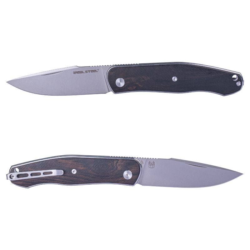 Real Steel Serenity Slipjoint Folding Knife (3.43" N690 Bead Blasted Drop Point Blade) Ebony Wood Handle 7681EW 77.00 Real Steel Knives www.realsteelknives.com