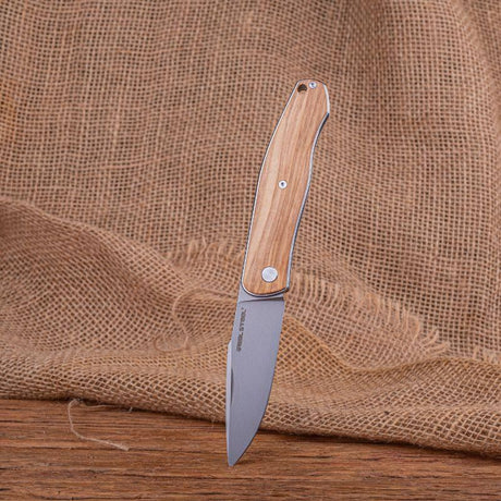 Real Steel Serenity Slipjoint Folding Knife (3.43" N690 Bead Blasted Drop Point Blade) Olive Wood Handle 7681OW 77.00 Real Steel Knives www.realsteelknives.com