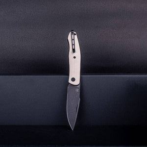 Real Steel Serenity Slipjoint Folding Knife (3.43" N690 Black Stonewashed Drop Point Blade) Ivory G10 Handle 7681I 77.00 Real Steel Knives www.realsteelknives.com