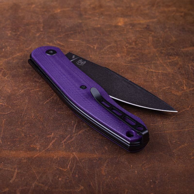 Real Steel Serenity Slipjoint Folding Knife (3.43" N690 Black Stonewashed Drop Point Blade) Purple G10 Handle 7681P 77.00 Real Steel Knives www.realsteelknives.com