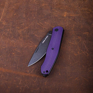 Real Steel Serenity Slipjoint Folding Knife (3.43" N690 Black Stonewashed Drop Point Blade) Purple G10 Handle 7681P 77.00 Real Steel Knives www.realsteelknives.com