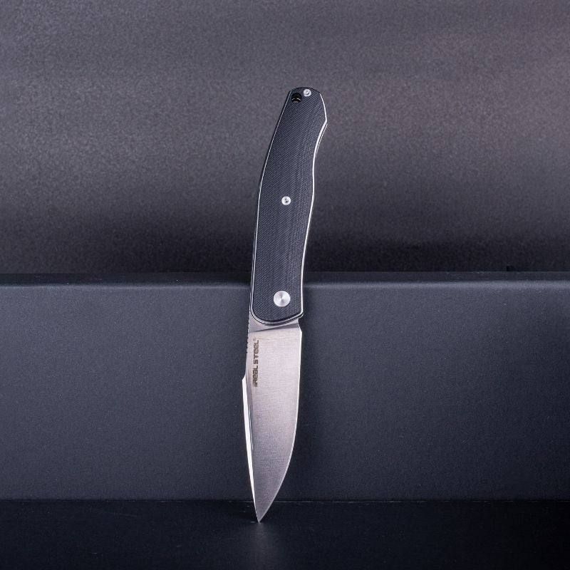 Real Steel Serenity Slipjoint Folding Knife (3.43" N690 Satin Drop Point Blade) Black G10 Handle 7681B 77.00 Real Steel Knives www.realsteelknives.com
