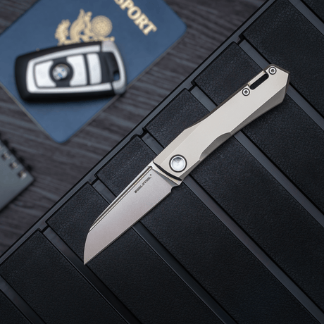 Real Steel Solis Slip Joint Folding Knife -2.91" Böhler N690 Bead Blasted Sheepsfoot Blade,Titanium Handle 7061S 90.00 Real Steel Knives www.realsteelknives.com