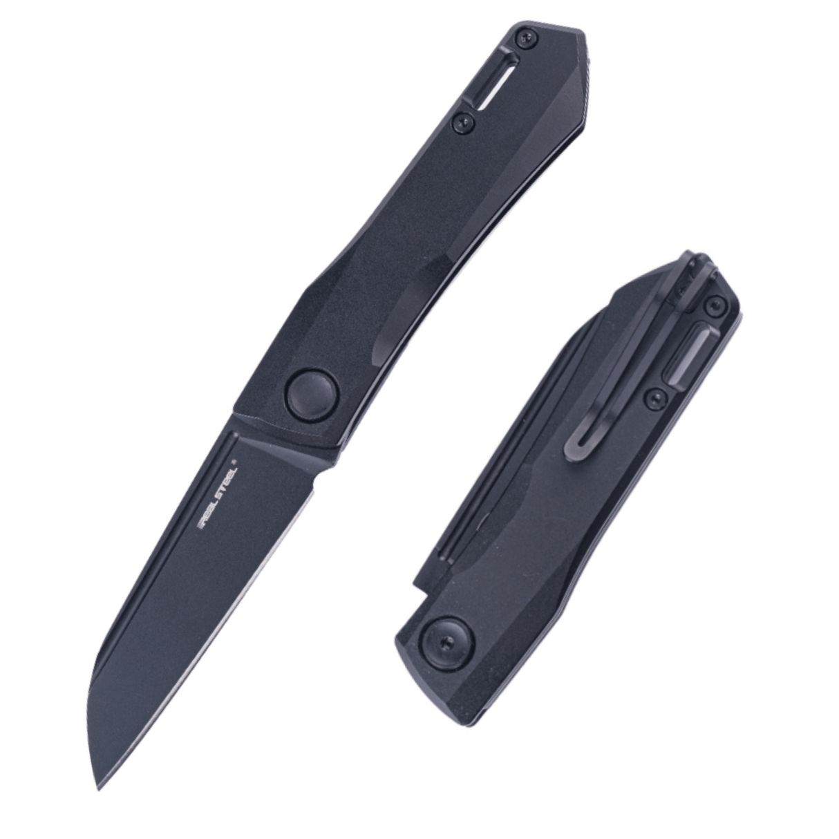 Real Steel Solis Slip Joint Folding Knife -2.91" Böhler N690 Black Sheepsfoot Blade, Black Titanium Handle 7063B 90.00 Real Steel Knives www.realsteelknives.com