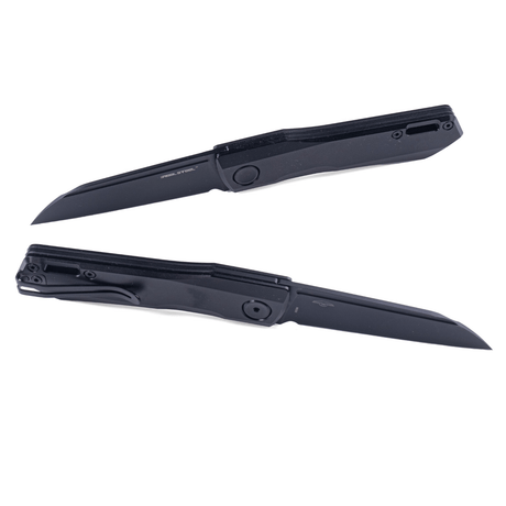 Real Steel Solis Slip Joint Folding Knife -2.91" Böhler N690 Black Sheepsfoot Blade, Black Titanium Handle 7063B 90.00 Real Steel Knives www.realsteelknives.com